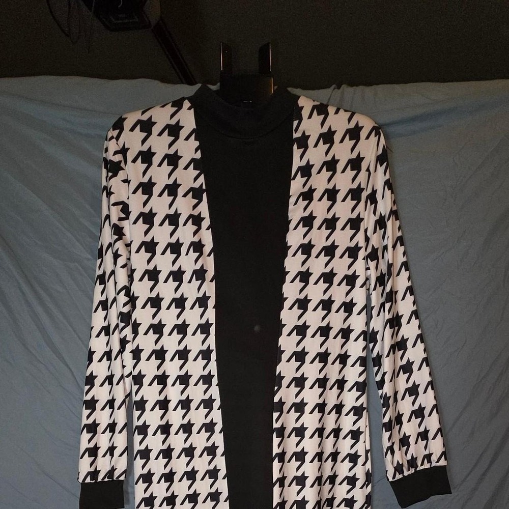 Black and white houndstooth blazer dress XL